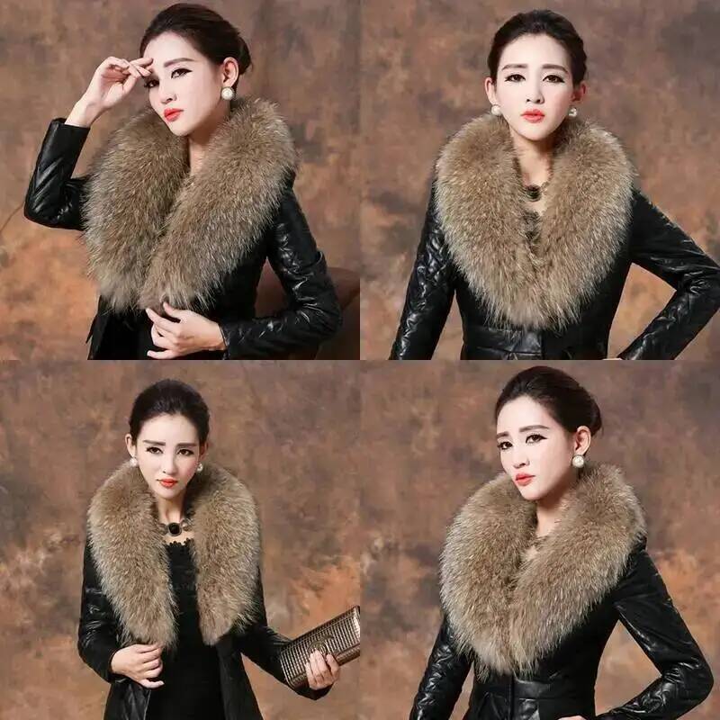 Natural Raccoon Fur Collar Rea - Outdoor Sport Winter Jacket 评论和价格