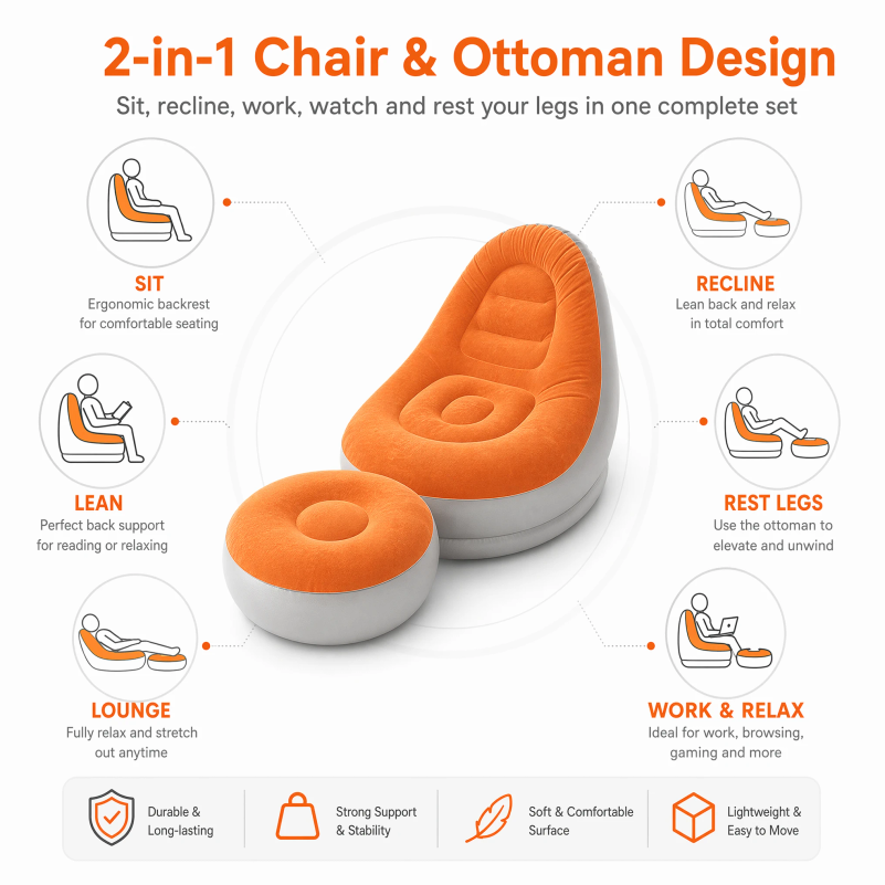 Flocking Inflatable Lazy Sofa  - Outdoor Sport Chairs 评论和价格