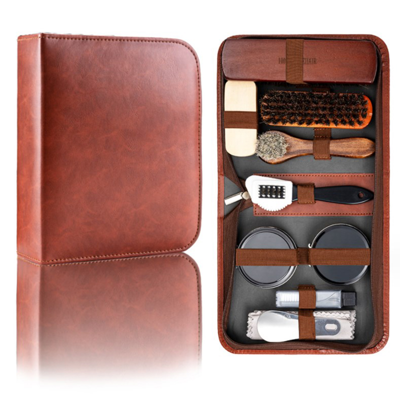 HorseHair Shoe Brush Set Leath - Grooming Kit Horse 评论和价格