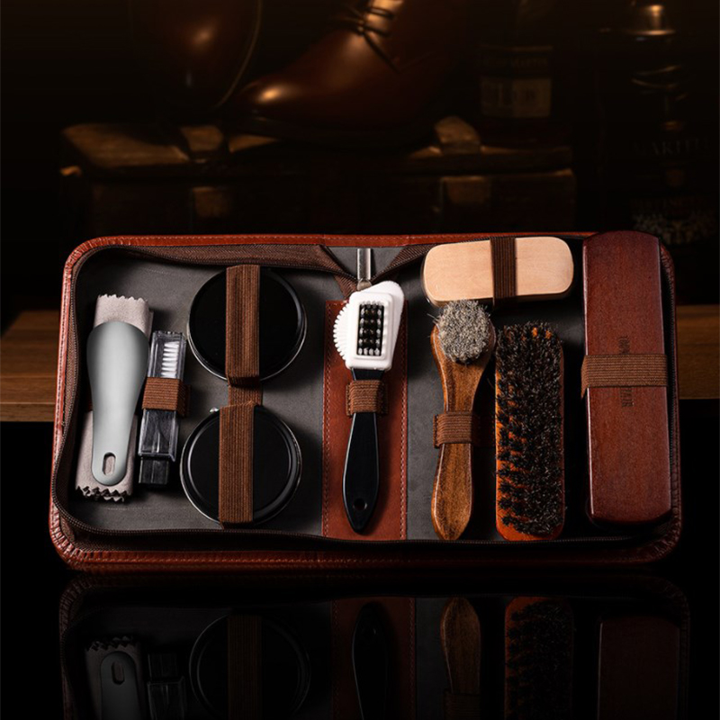 HorseHair Shoe Brush Set Leath - Grooming Kit Horse 评论和价格