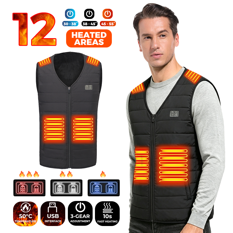 12 Heating Areas USB Heated Ve - Outdoor Sport Winter Jacket 评论和价格